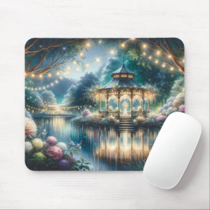Enchanted Garden Gazebo Twilight Reflection Mouse Mat