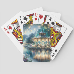 Enchanted Garden Gazebo Twilight Reflection Playing Cards