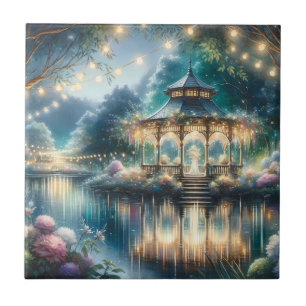 Enchanted Garden Gazebo Twilight Reflection Tile