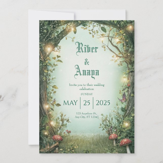 Enchanted Garden Glow Wedding Invitation (Front)