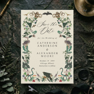 Enchanted Garden Gothic Botanical Wedding Save The Date