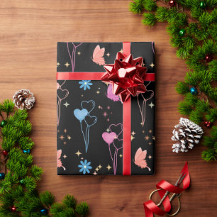 Enchanted Garden Heart Balloons Wrapping Paper