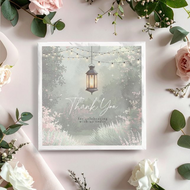 Enchanted Garden Lantern Thank You Pink ID1163 Napkin (Creator Uploaded)