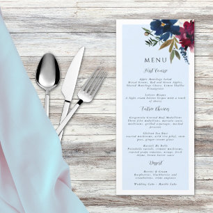 Enchanted Garden Light Blue Burgundy Navy Menu