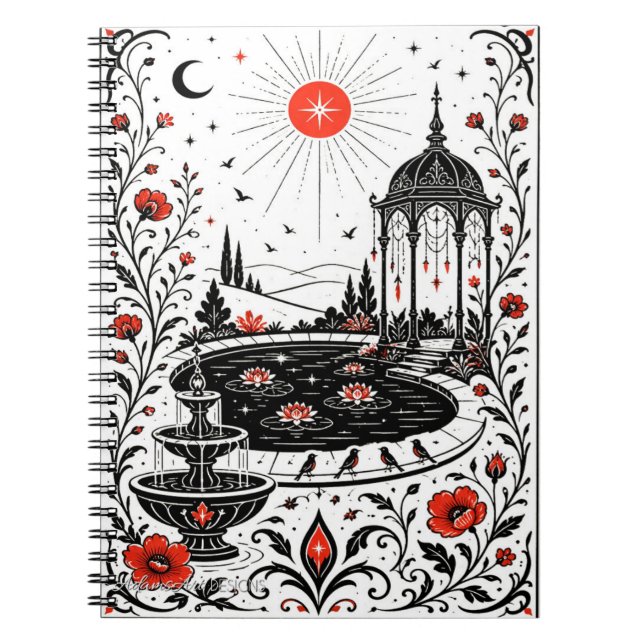 Enchanted Garden Pavilion Celestial Night Illustra Notebook (Front)
