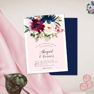 Enchanted Garden Pink Blush Burgundy Navy Invitation