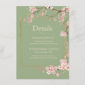 Enchanted Garden Sage Green & Pink Cherry Blossom Enclosure Card