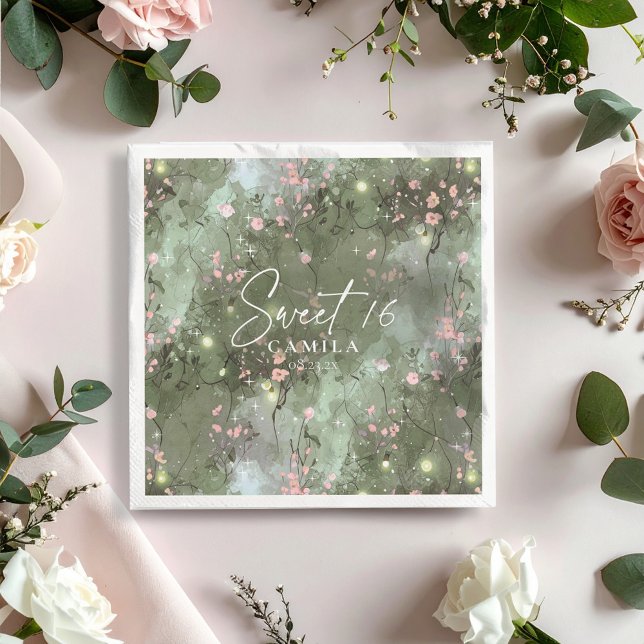 Enchanted Garden Sweet 16 Pattern Pink ID1163 Napkin (Creator Uploaded)