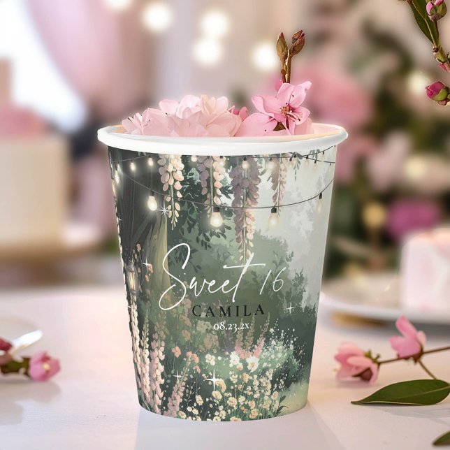 Enchanted Garden Sweet 16 Pink ID1163 Paper Cups (Creator Uploaded)