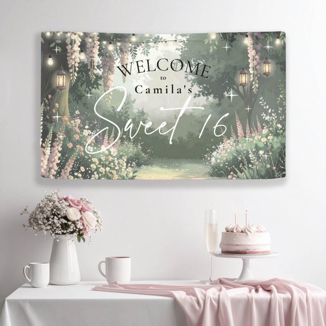 Enchanted Garden Sweet 16 Welcome Pink ID1163 Banner (Creator Uploaded)