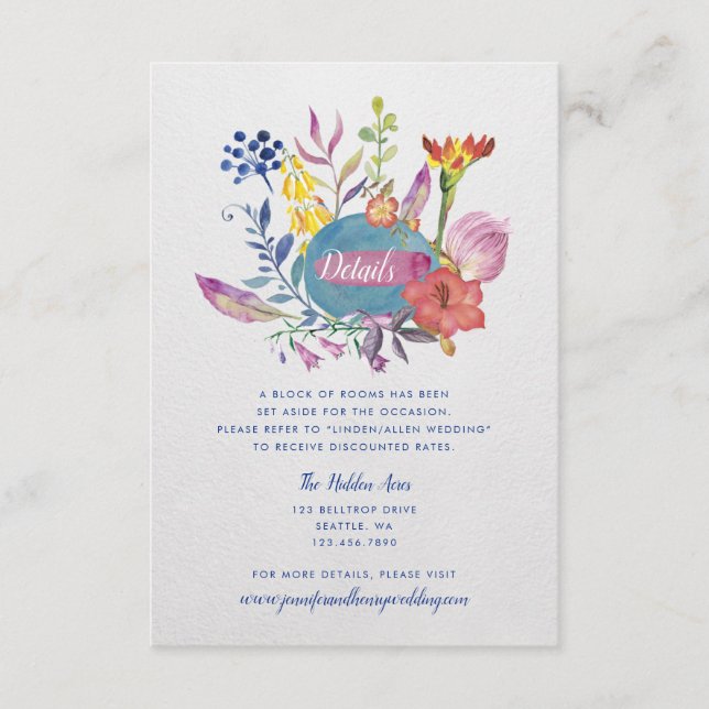 Enchanted Garden Wedding Details Card (Front)
