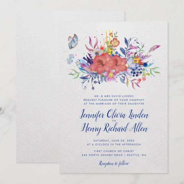 Enchanted Garden Wedding Invitation (Front/Back)