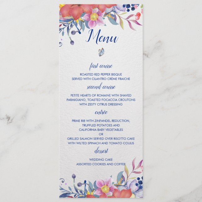 Enchanted Garden Wedding Menu Card (Front)