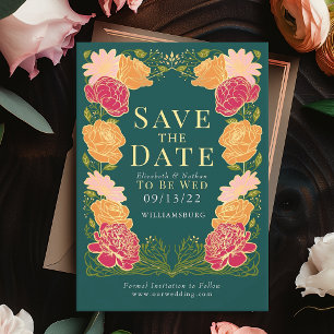 Enchanted Garden Wedding Save the Date Green Invitation