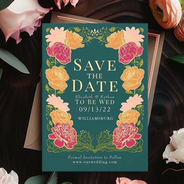 Enchanted Garden Wedding Save the Date Green Invitation (Creator Uploaded)