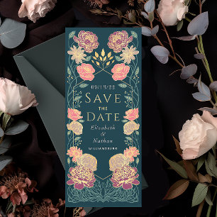Enchanted Garden Wedding Save the Date Pink Green Invitation