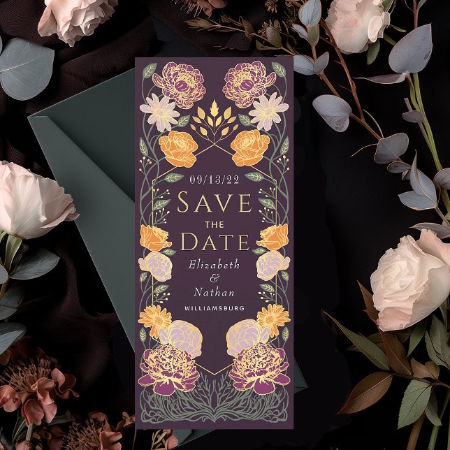 Enchanted Garden Wedding Save the Date Purple Invitation (Creator Uploaded)