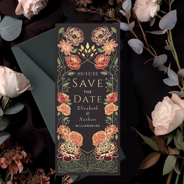 Enchanted Garden Wedding Save the Date Red  Invitation (Creator Uploaded)