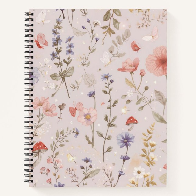 Enchanted Garden Wildflower Butterfly Botanical Notebook (Front)