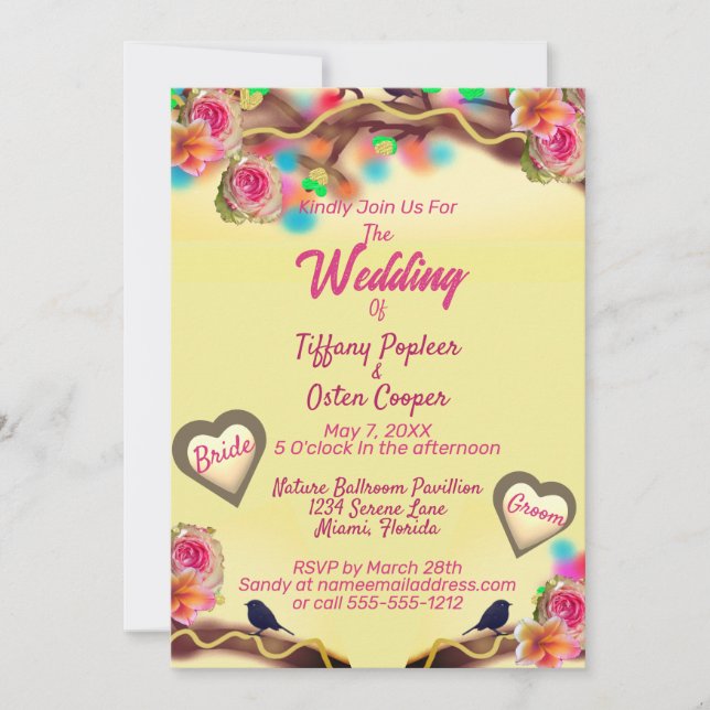 Enchanted Garden Wildflower Butterfly Wedding Invitation (Front)