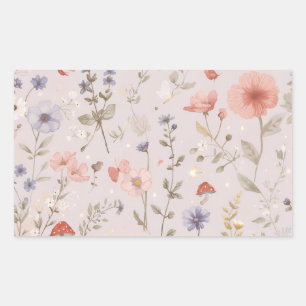 Enchanted Garden Wildflower Butterfly Whimsical Rectangular Sticker