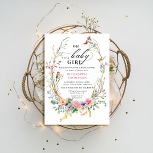 Enchanted Garden Wildflowers Whimsical Baby Shower Invitation