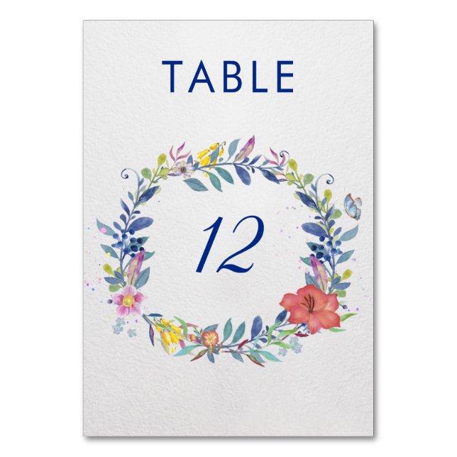 Enchanted Garden Wreath Table Number Card (Front)