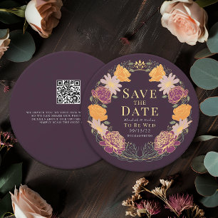 Enchanted Garden Wreath Wedding QR Save the Date Invitation