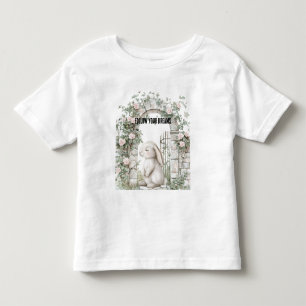 Enchanted Girly Pink Floral Garden Bunny Toddler T-Shirt