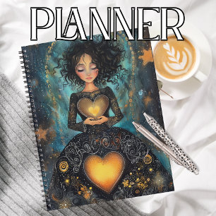 Enchanted Glow Black and Gold Heart Planner