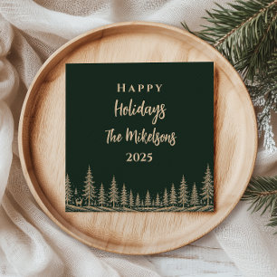 Enchanted Gold Christmas Tree Woodland Napkin