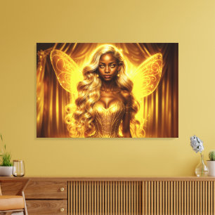Enchanted golden fairy elegant sparkling wings canvas print