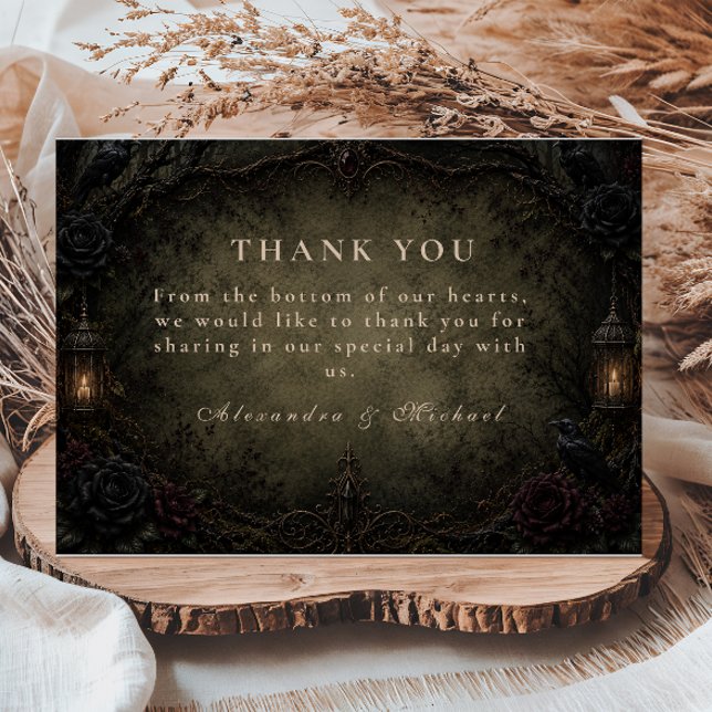 Enchanted Goth Forest Wedding Thank You Card (Creator Uploaded)