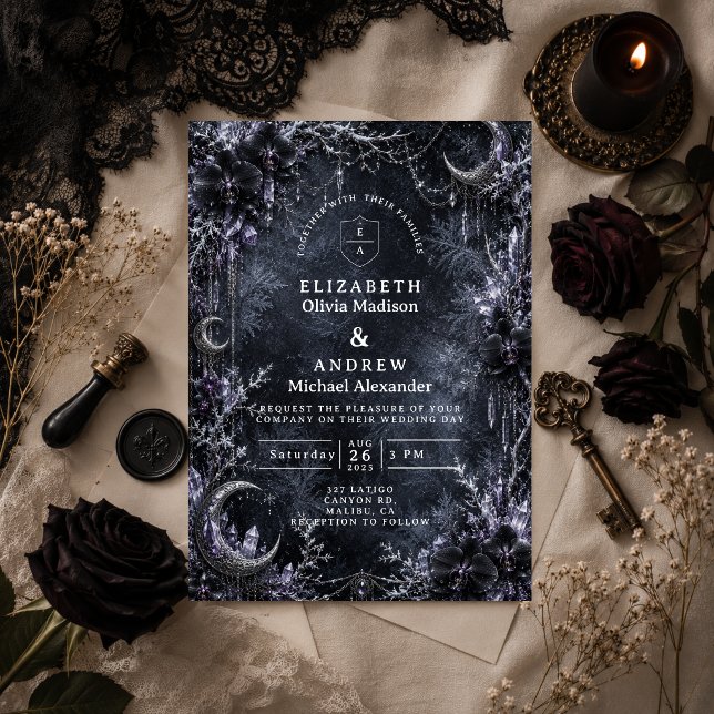 Enchanted Goth Winter Wedding Invitation (Creator Uploaded)