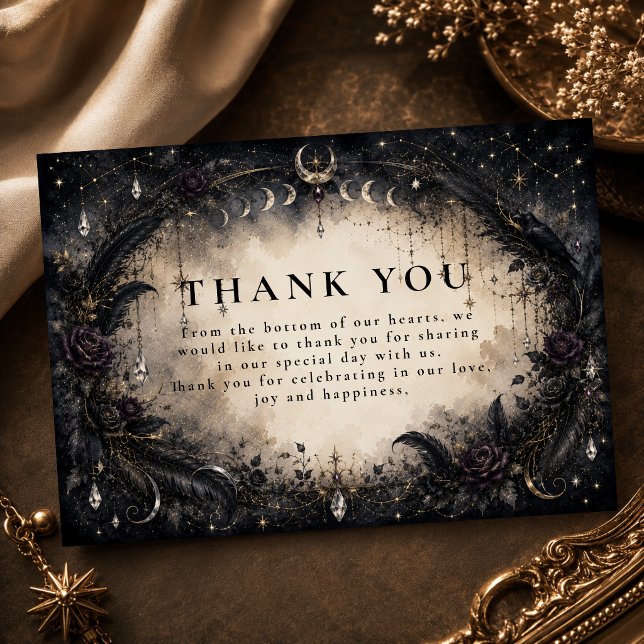 Enchanted Gothic Celestial Wedding Thank You Card (Creator Uploaded)