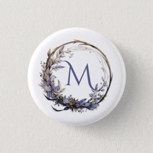 Enchanted Gothic Floral Wreath Your Monogram 3 Cm Round Badge