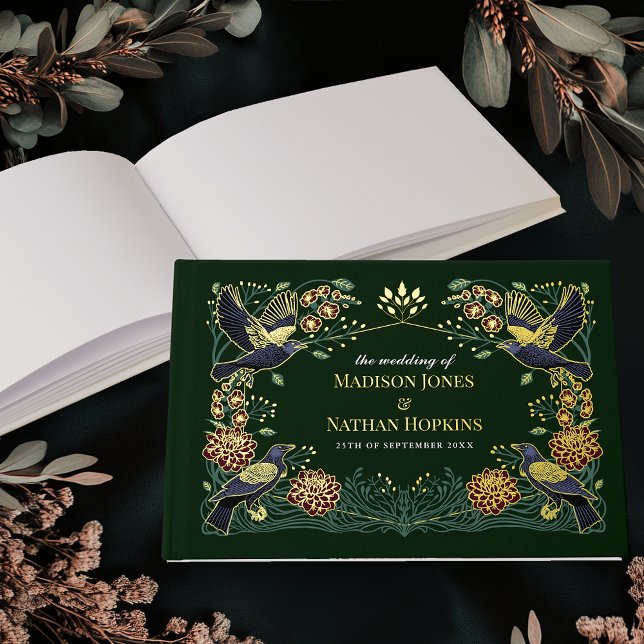 Enchanted Gothic Raven Dahlia Snapdragon Wedding Guest Book (Creator Uploaded)