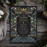 Enchanted Gothic Raven Floral Wedding Invitation<br><div class="desc">Elegant,  whimsical,  and gothic wedding design perfect for either an enchanted forest-themed celebration or a moody and dark gothic affair. This design features ravens set in a frame of muted teal-blue thorns,  berries,  greenery,  and gold accents. Matching Items in our shop for a complete party theme.</div>