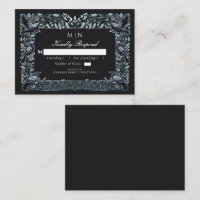 Enchanted Gothic Raven Floral Wedding Silver RSVP