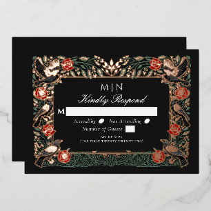 Enchanted Gothic Raven Roses Wedding RSVP 