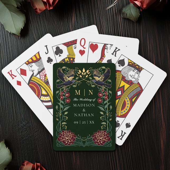 Enchanted Gothic Raven Snapdragon Wedding Favour Playing Cards (Creator Uploaded)