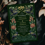 Enchanted Gothic Raven Snapdragon Wedding Invitation<br><div class="desc">Elegant,  whimsical,  and gothic wedding design perfect for an enchanted forest-themed celebration or a moody and dark gothic affair. This design features ravens in a frame of muted green-blue thorns,  berries,  dahlias,  snapdragons,  and gold accents. Matching Items in our shop for a complete party theme.</div>