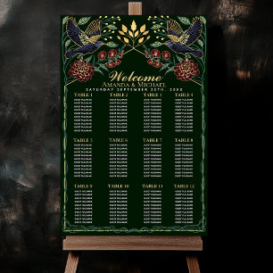 Enchanted Gothic Raven Wedding Seating Chart