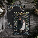 Enchanted Gothic Raven Wedding Thank You Card<br><div class="desc">Elegant,  whimsical,  and gothic wedding design perfect for either an enchanted forest-themed celebration or a moody and dark gothic affair. This design features ravens set in a frame of muted teal-blue thorns,  berries,  greenery,  and gold accents. Matching Items in our shop for a complete party theme.</div>