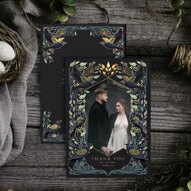 Enchanted Gothic Raven Wedding Thank You Card (Creator Uploaded)