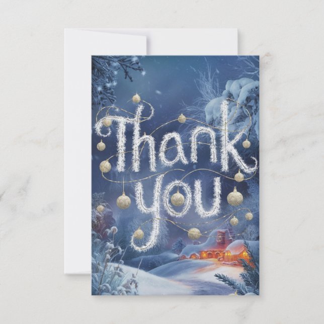 Enchanted Grateful Lovely Happy Holidays Thank You Card (Front)