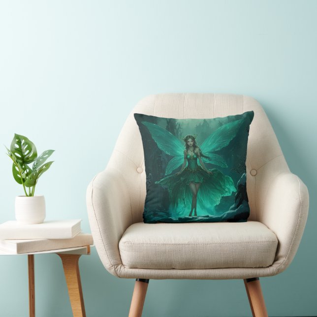 Enchanted Green Fairy Winter Forest Cushion (Chair)