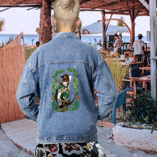 Enchanted Green Fantasy Woodland Archer Elf Denim Jacket