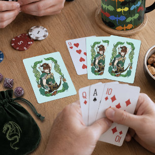 Enchanted Green Fantasy Woodland Archer Elf Playing Cards