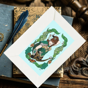 Enchanted Green Fantasy Woodland Archer Elf Rectangular Sticker